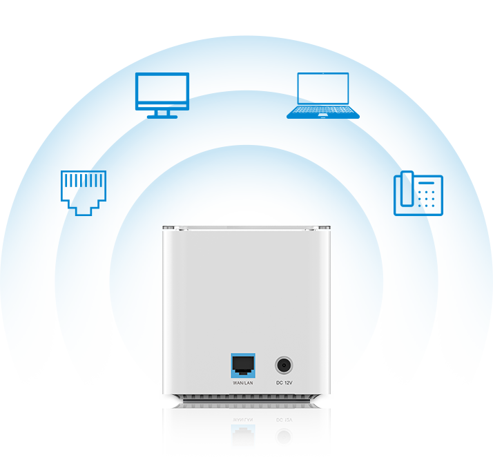 SR3000-lite integrated with 1 high-speed gigabit network port with adaptive WAN/LAN function, support PoE out, LAN port direct network supply for PC or wired networking